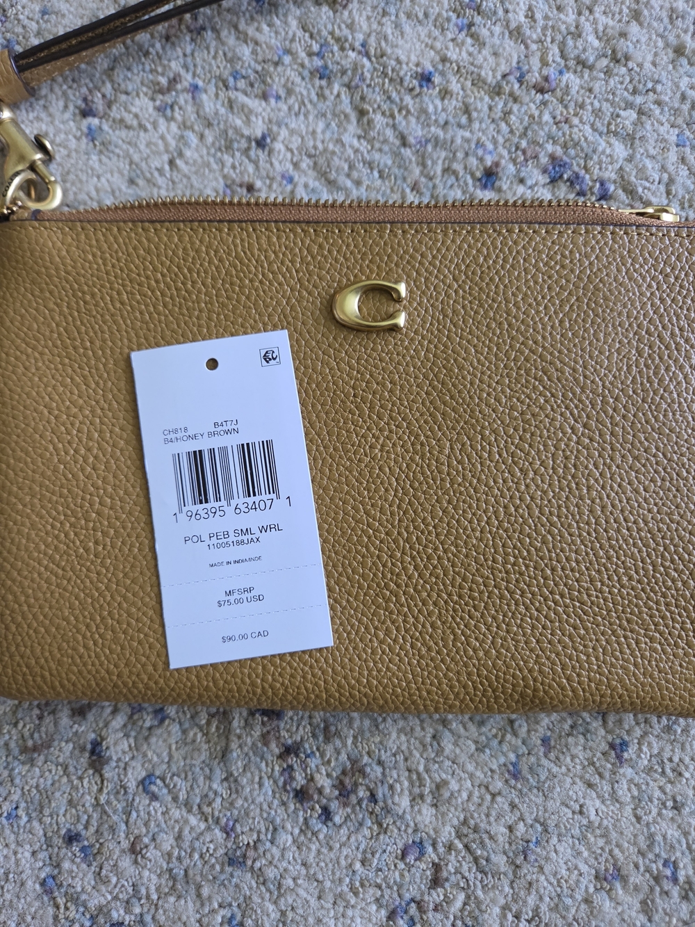 Coach Essentials Leather Wristlet In Honey Brown - Picture 7 of 7